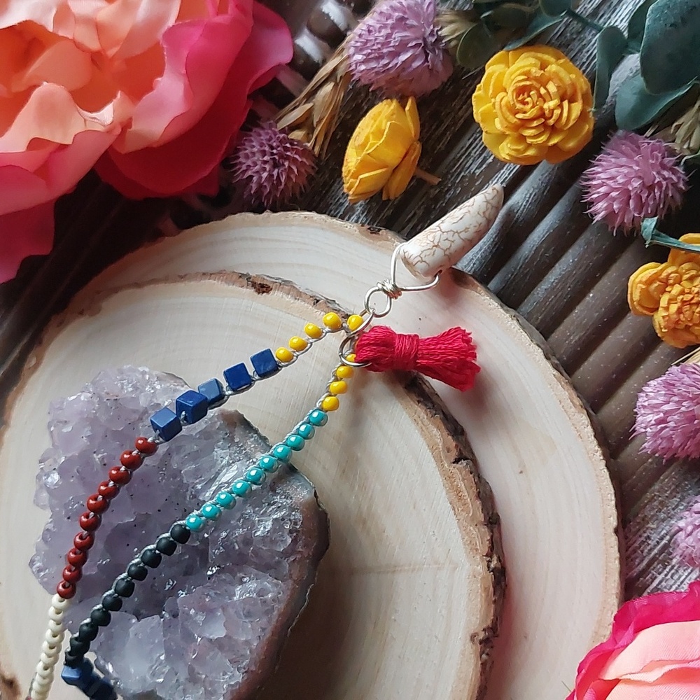Bead Crocheted Necklace by Rust Belt Raised, multicolor